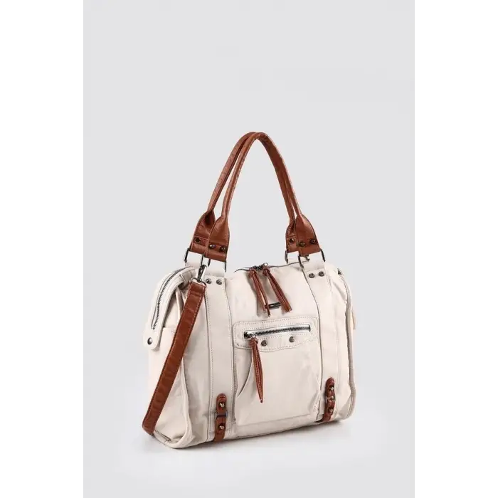 Abga Bej Cilt Omuz Çantası