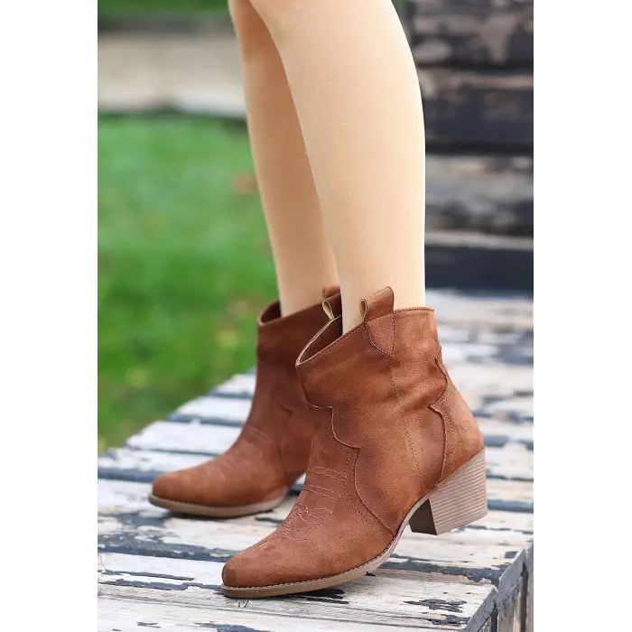 Akver Taba Süet Topuklu Bot