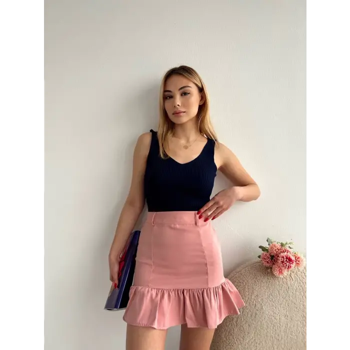 Altı fırfırlı etek pudra s24817