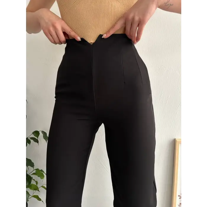 Atlas fletolu pantolon siyah