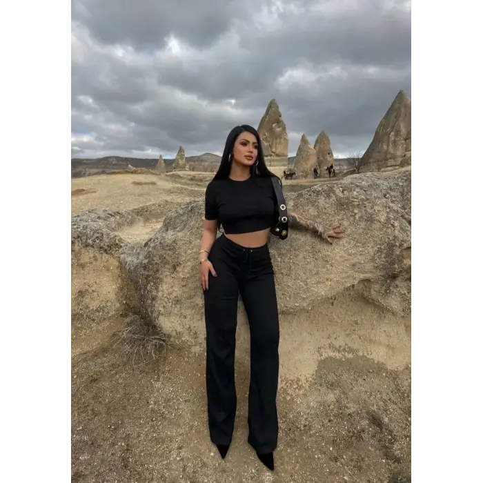 Bol paça pantolonlu alt üst takım