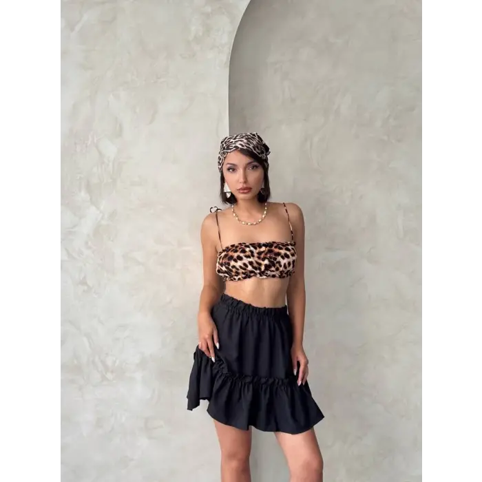 Çingene keten etek siyah s24808