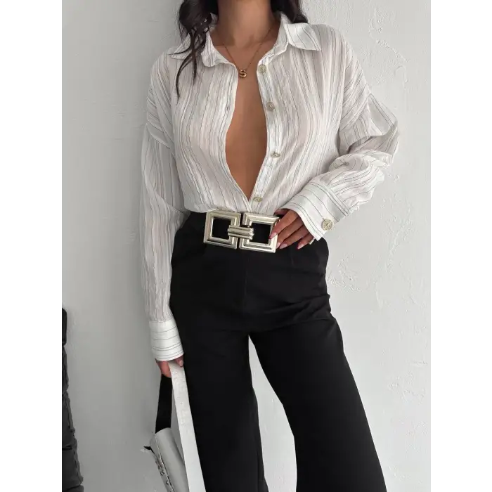 Çizgili oversize gömlek