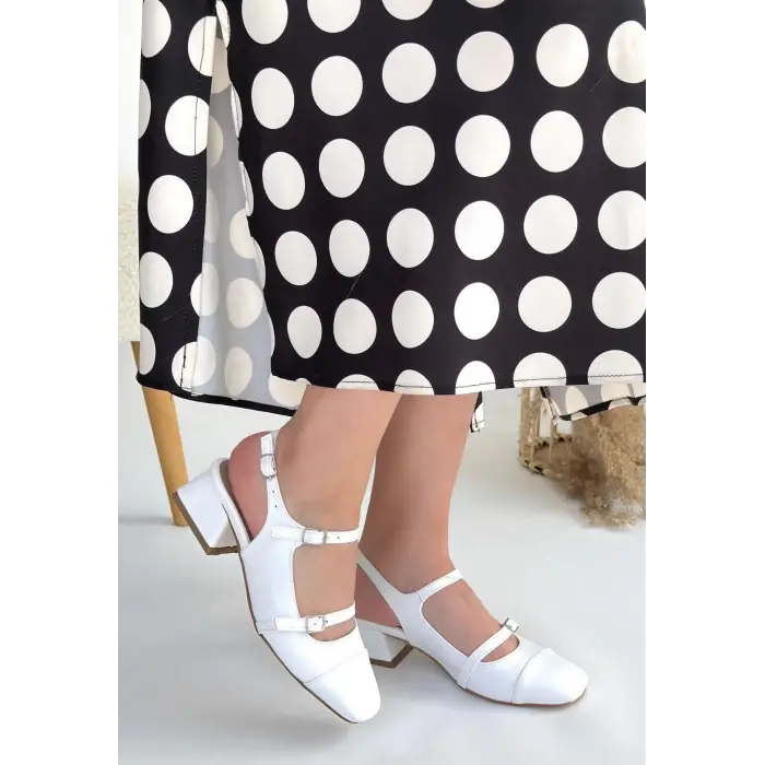 Doran Beyaz Cilt Topuklu Ayakkabı