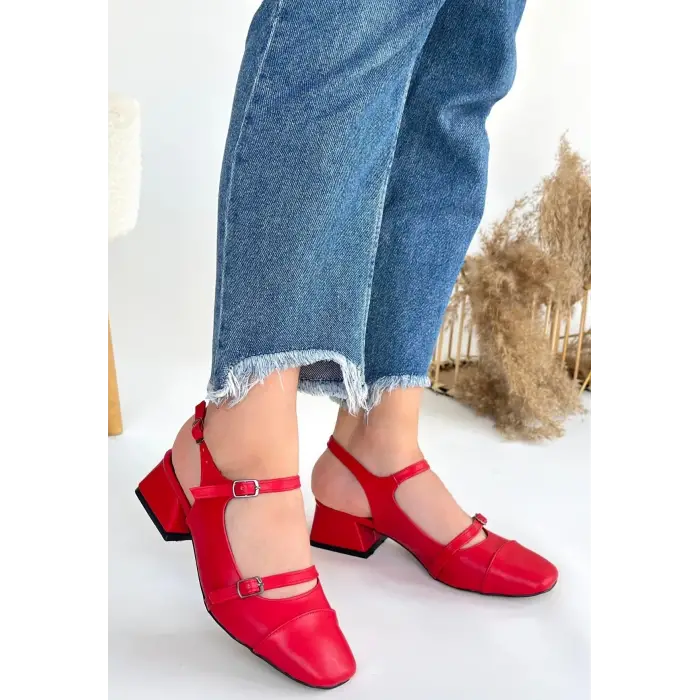 Doran Kırmızı Cilt Topuklu Ayakkabı