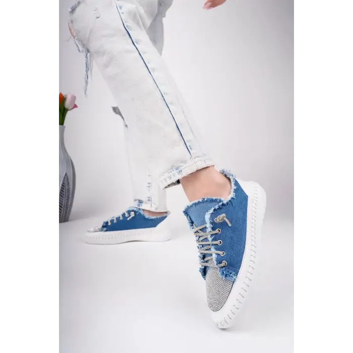 Enber Mavi Kot Bağcıklı Spor Ayakkabı