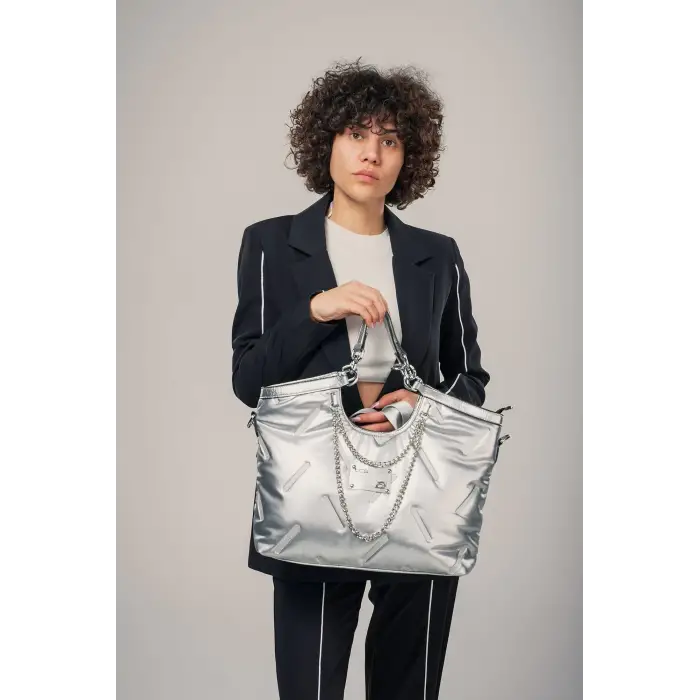 Enya Gri Cilt Omuz Çantası