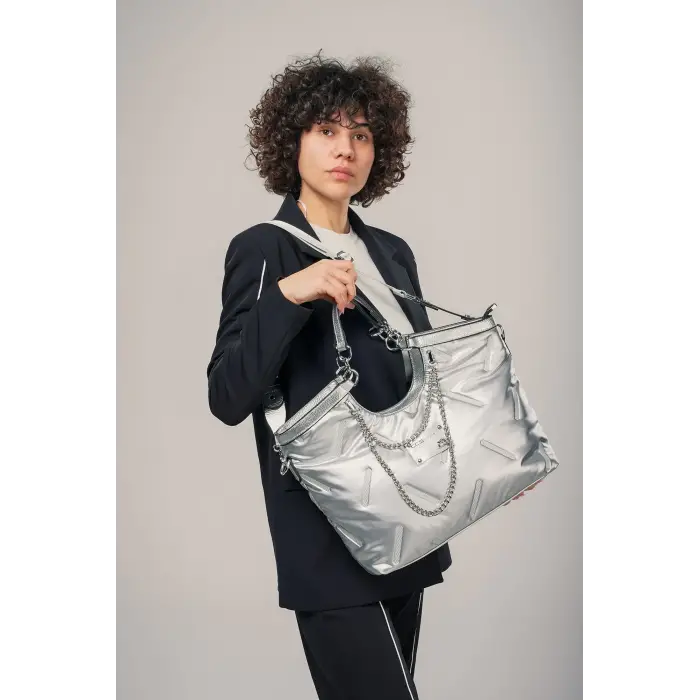 Enya Gri Cilt Omuz Çantası