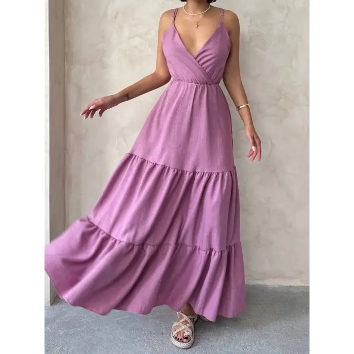 Fırfırlı katlı elbise s255049