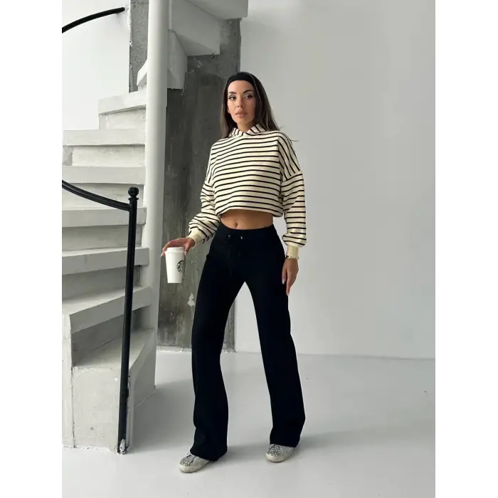 Fit comfort siyah salaş pantolon A6011