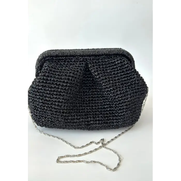 Froy Siyah Parlak Örgü Çanta