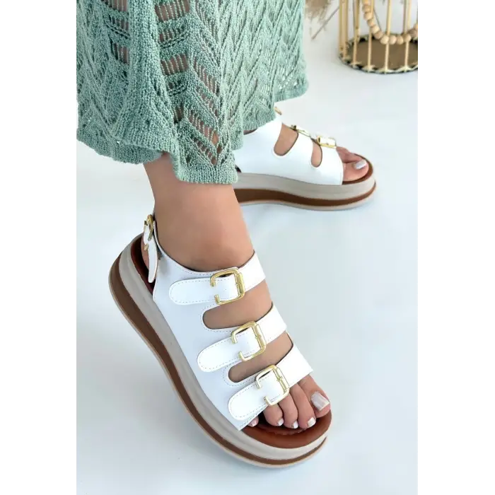 Jatay Beyaz Cilt Sandalet