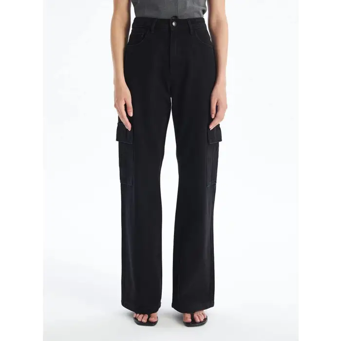 Kargo cep jeans pantolon siyah