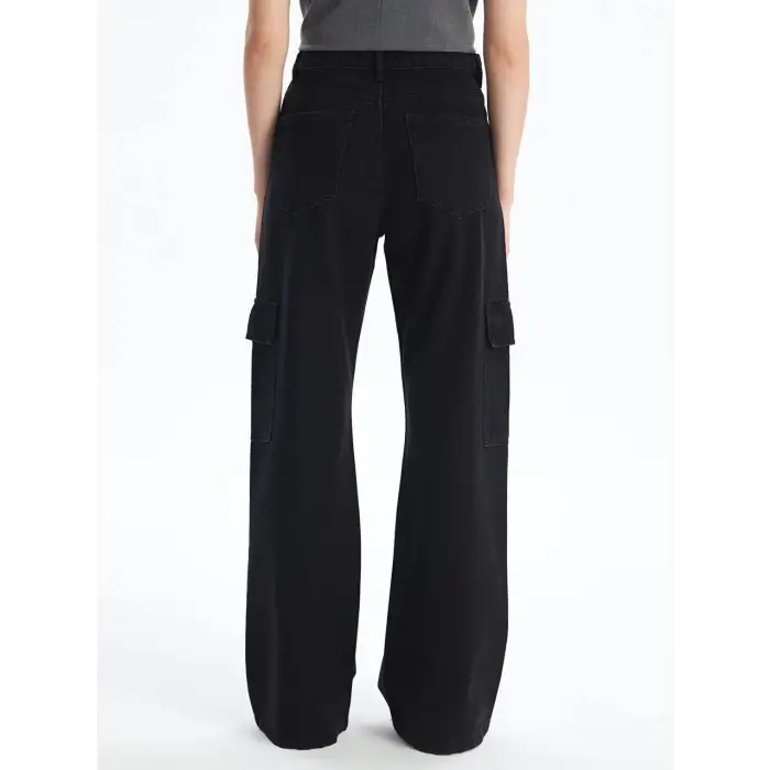 Kargo cep jeans pantolon siyah