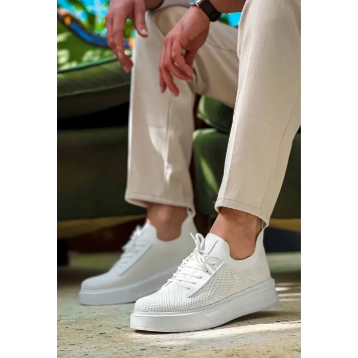KB-116 Kuback Beyaz Bağcıklı Triko Günlük Erkek Ayakkabı