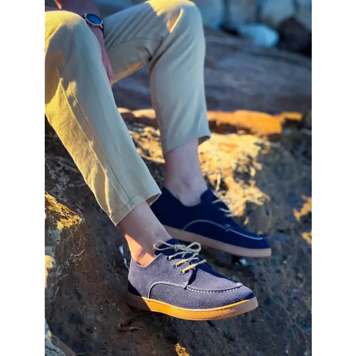 KB-X5 Kuback Lacivert  Süet Bağcıklı  Günlük Erkek Ayakkabı