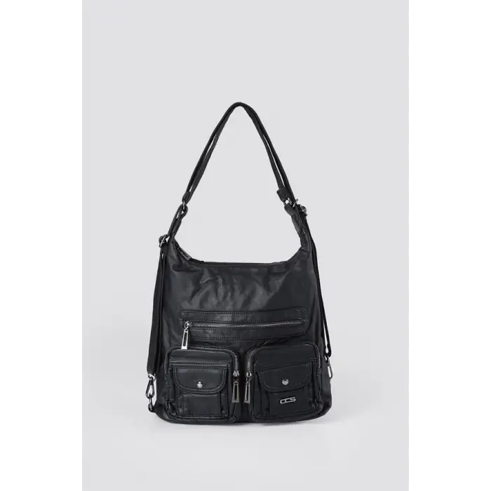 Kinya Siyah Cilt Omuz Çantası