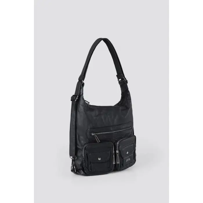 Kinya Siyah Cilt Omuz Çantası