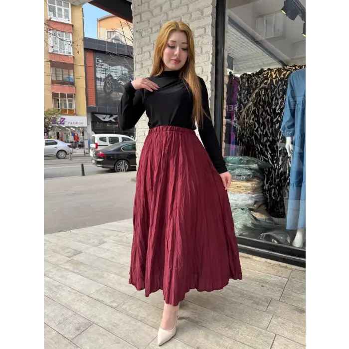 Kraş etek bordo