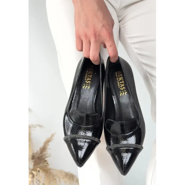 Liina Siyah Rugan Topuklu Ayakkabı