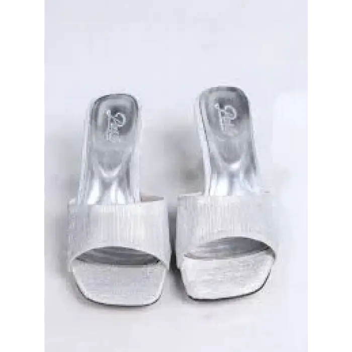 Luart Gümüş Simli Topuklu Terlik