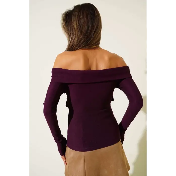 Madonna Çapraz Yaka Bluz mürdüm t4331