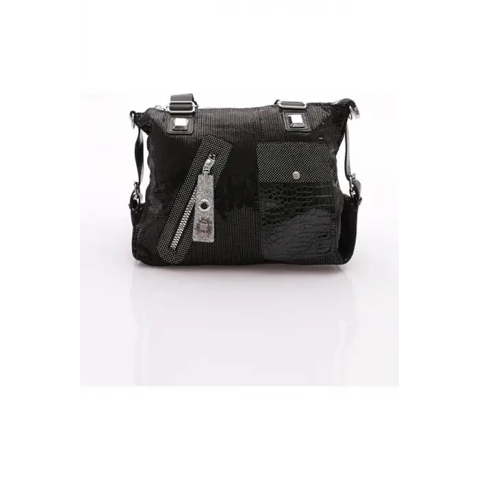 Merli Siyah Cilt Omuz Çantası