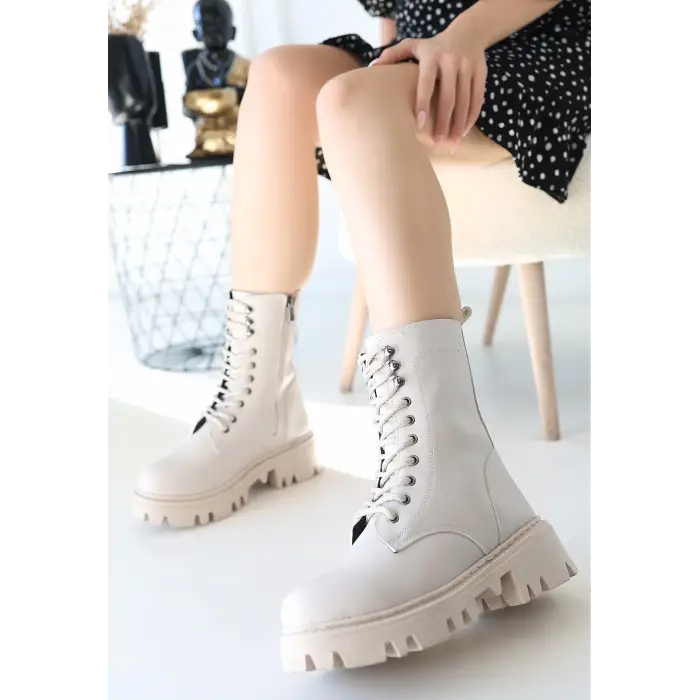 Neole Bej Cilt Bağcıklı Bot