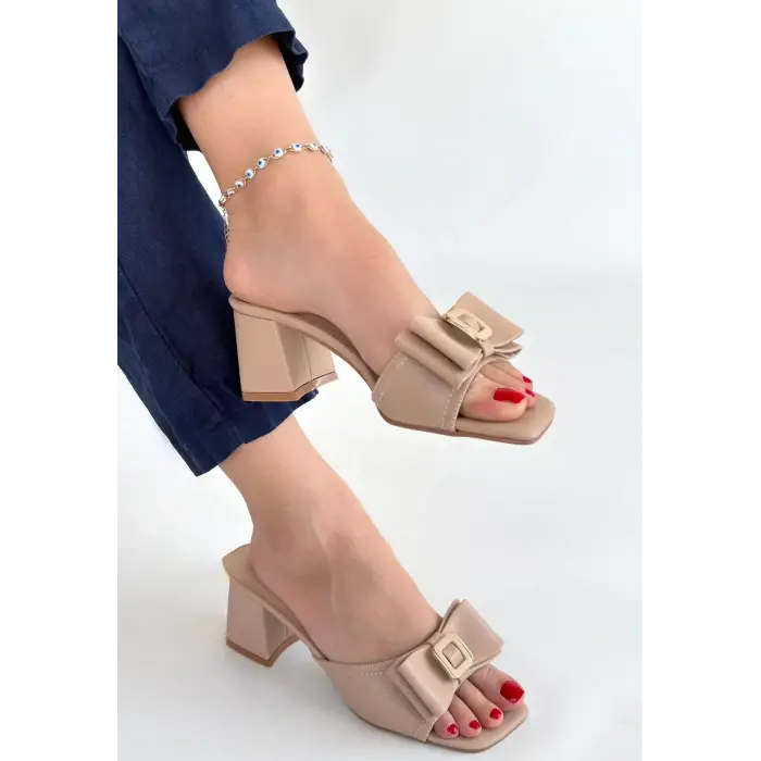 Pier Nude Cilt Topuklu Terlik