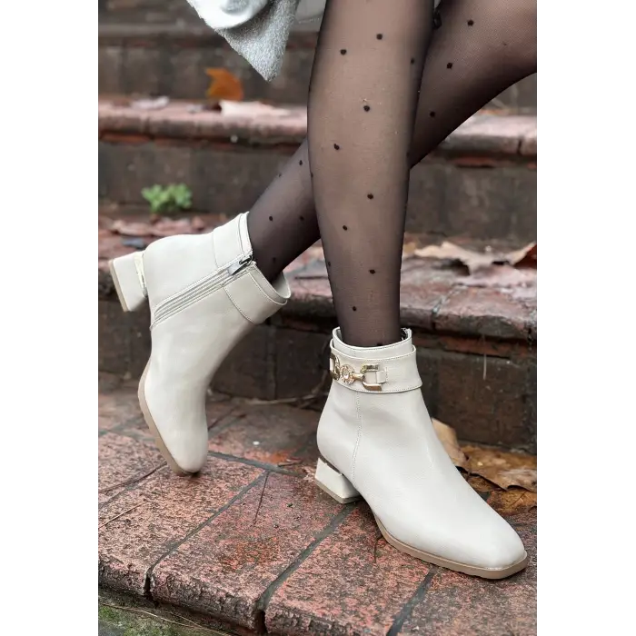 Terci Bej Cilt Topuklu Bot