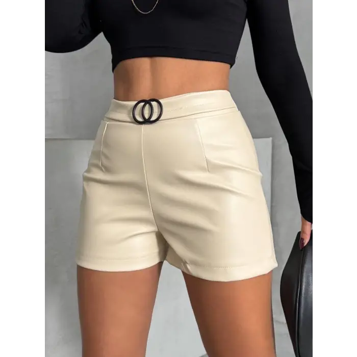 Tokalı deri şort h24444