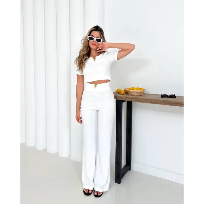 V aksesuarlı ottoman takım beyaz s255850