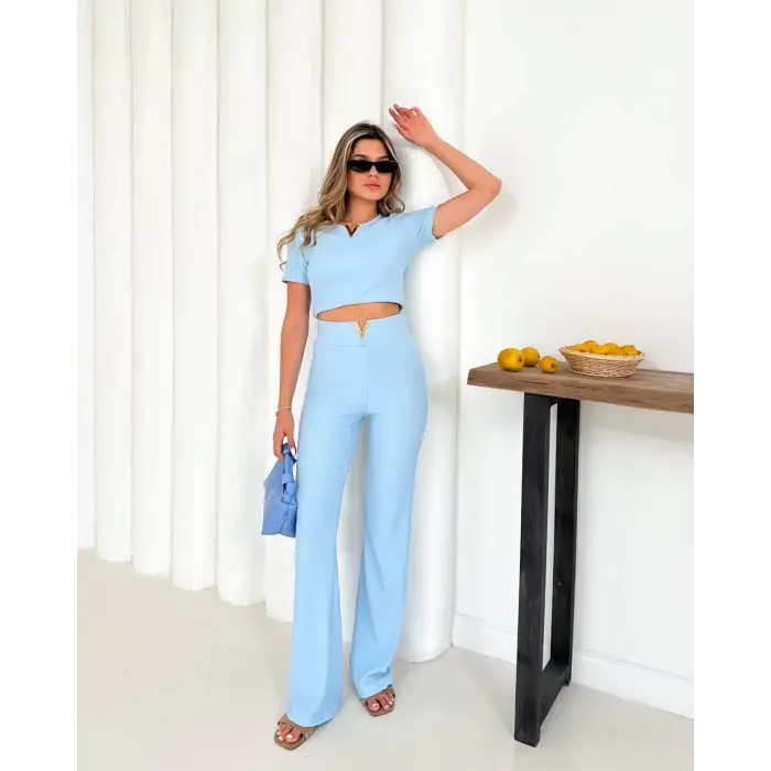 V aksesuarlı ottoman takım mavi s255850