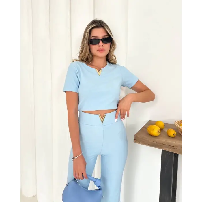 V aksesuarlı ottoman takım mavi s255850