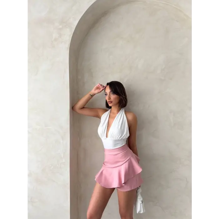 Valonlu fırfırlı şort s24683