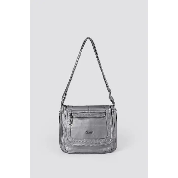 Ziwen Gri Cilt Omuz Çantası
