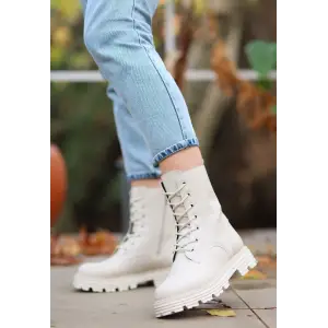 Bria Bej Cilt Bağcıklı Bot