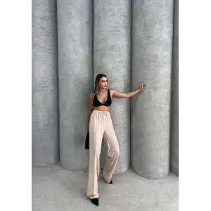 Çımalı keten pantolon