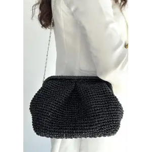 Froy Siyah Parlak Örgü Çanta