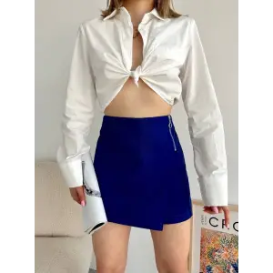 Gabardin fermuarlı şort etek S24906