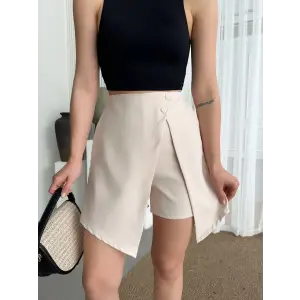 İki düğmeli şort etek S24046