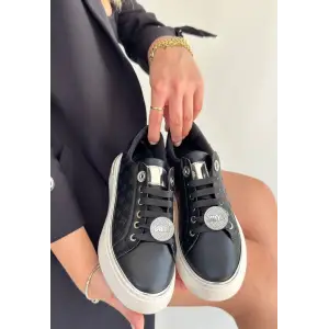 Jlar Siyah Cilt Bağcıklı Spor Ayakkabı