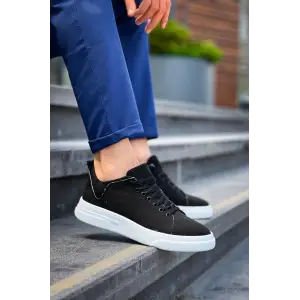 KB-X204 Kuback Siyah Keten Beyaz Yüksek Taban Günlük Erkek Spor Ayakkabı