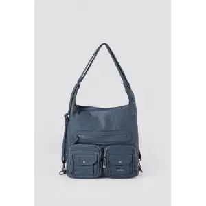 Kinya Mavi Cilt Omuz Çantası