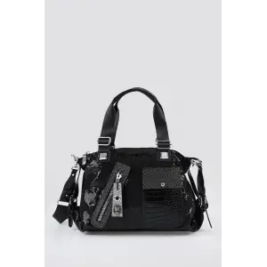 Merli Siyah Cilt Omuz Çantası