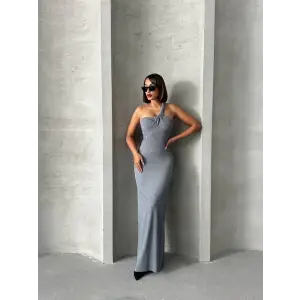 Tek omuz pliseli elbise