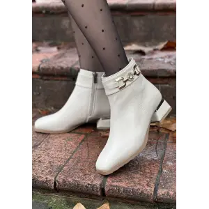 Terci Bej Cilt Topuklu Bot