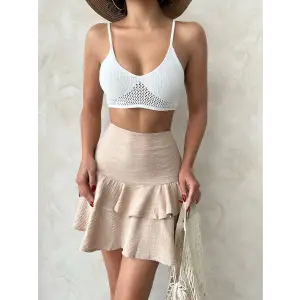 Valonlu fırfırlı etek s24681