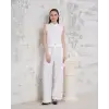 Broşlu yelek pantolon takım beyaz s255821