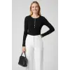 Çıtçıt Detaylı Bluz Siyah T4343